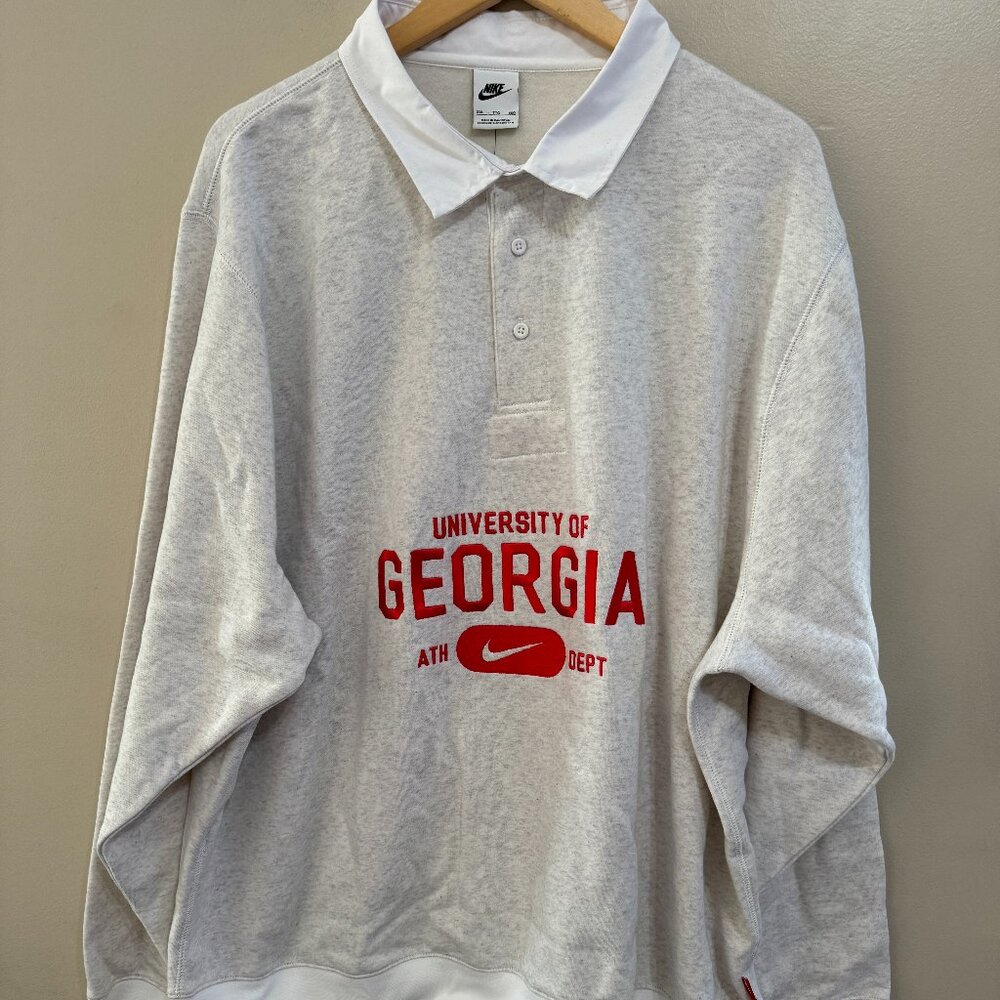 Nike UGA Dawgs Georgia Bulldogs Team Issue Football LS Polo Shirt Men NEW